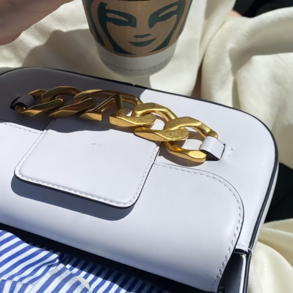 Valentino White Crossbody Bag with Gold Chain
